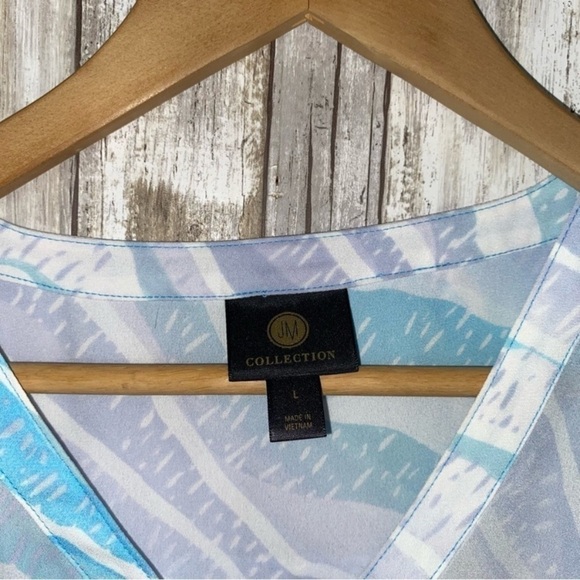 JM Collection Blue Button Down Blouse - Picture 5 of 6